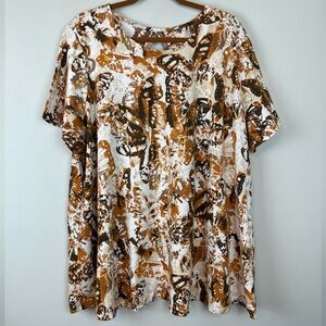 Roaman’s Swing Butterfly Print Ultimate Tee with Keyhole Back Size 2X